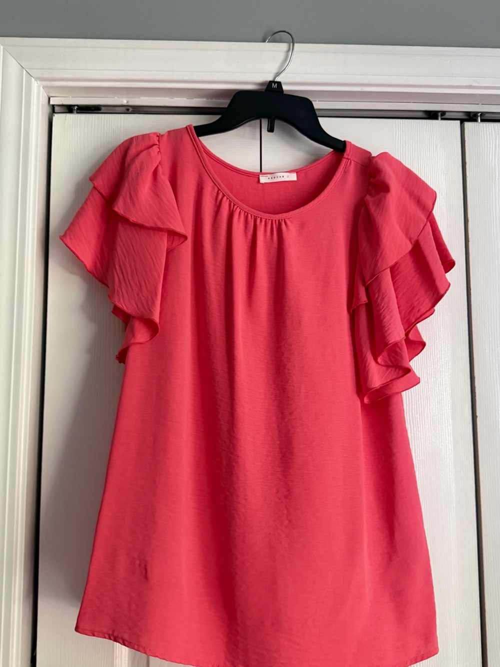 Reborn Coral Pink Ruffle Sleeve Blouse